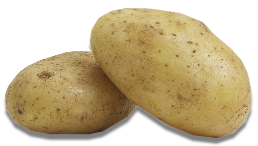 A picture of 2 potatoes.